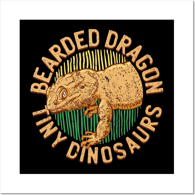 Bearded Dragon Funny Tiny Dinosaurs Wall Art by Visual Vibes